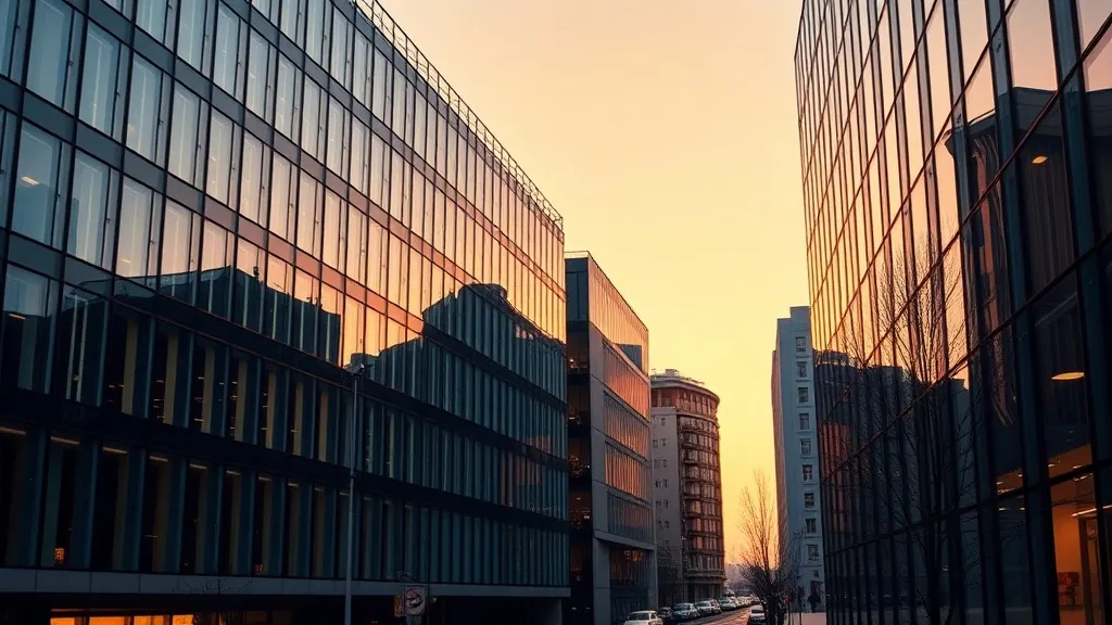 A high-quality architectural photo of a modern financial dis